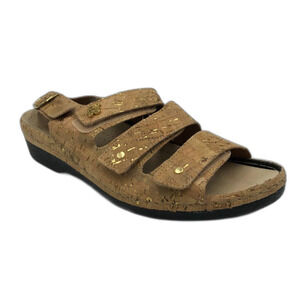 Fidelio Hallux Haley Women’s Cork Sandals Tan Gold Speckled Lightweight Size 8